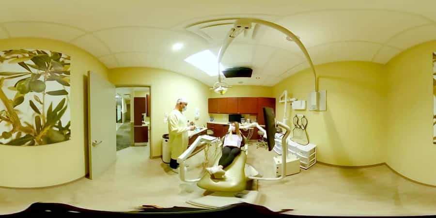 360 video of a dental exam in progress